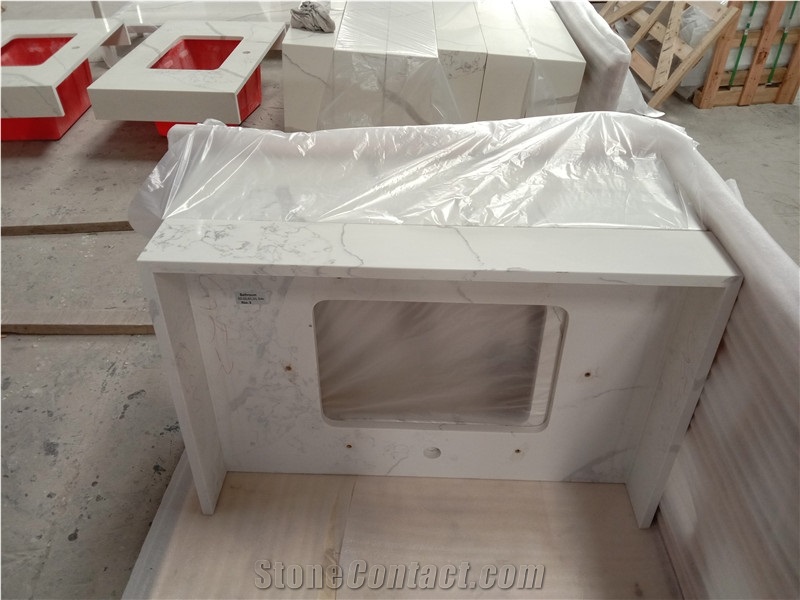 Caesarstone Customized Calacatta Quartz Vanitytop