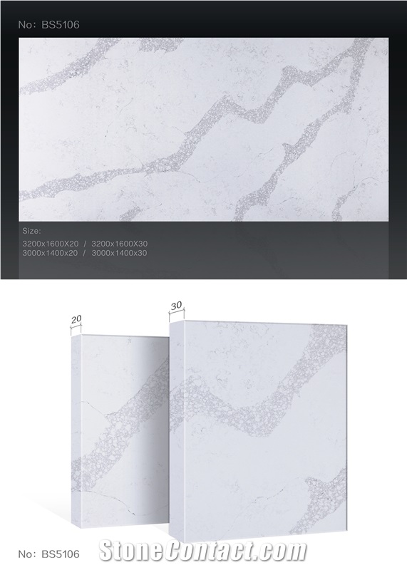 Calacatta Quartz Slab for Bathroom Countertop