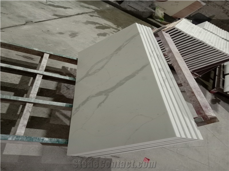 Calacatta White Quartz Kitchen Countertops