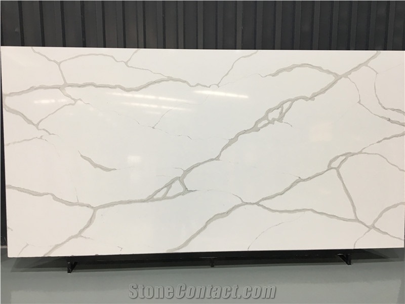 Calacatta White Quartz Slab for Countertop