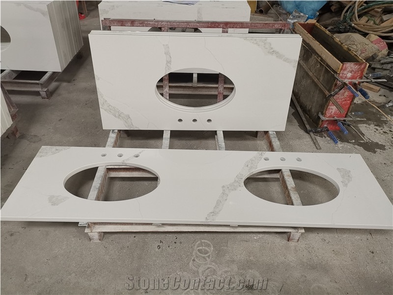 Calacatta White Quartz Slab for Countertop