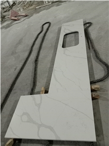 Calacatta White Quartz Stone Bathroom Top