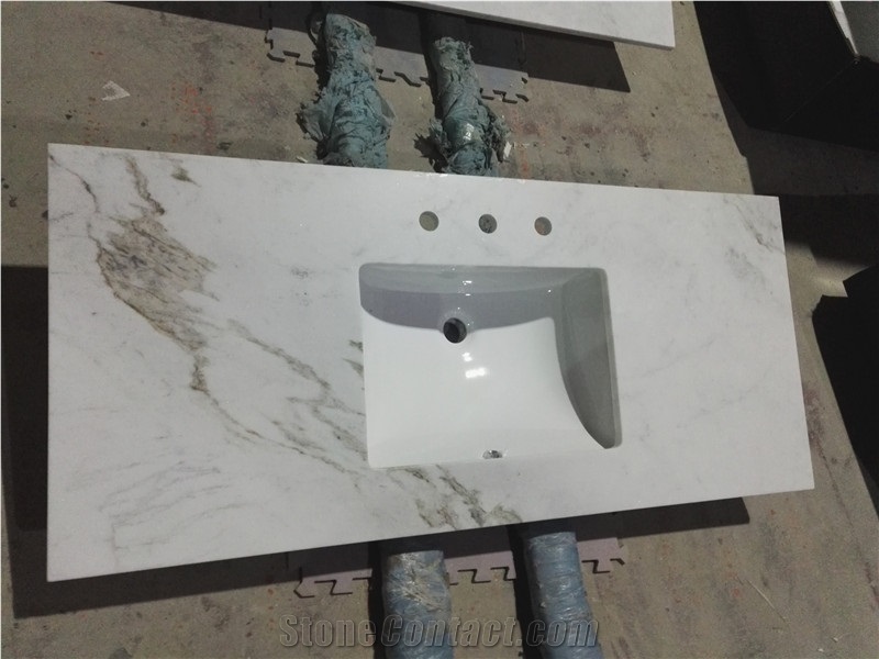 China Calacatta White Marble Vanity Tops