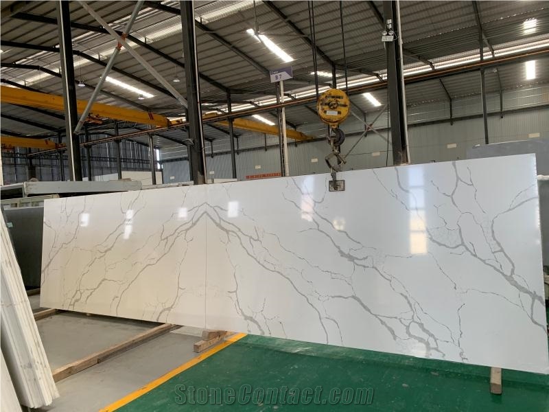 Customized Calcutta Quartz Kitchen Slabs with Vein