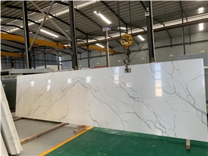 Customized Calcutta Quartz Kitchen Slabs with Vein