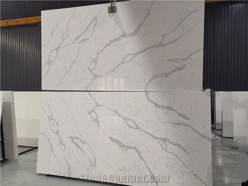 Customized Calcutta Quartz Kitchen Slabs with Vein