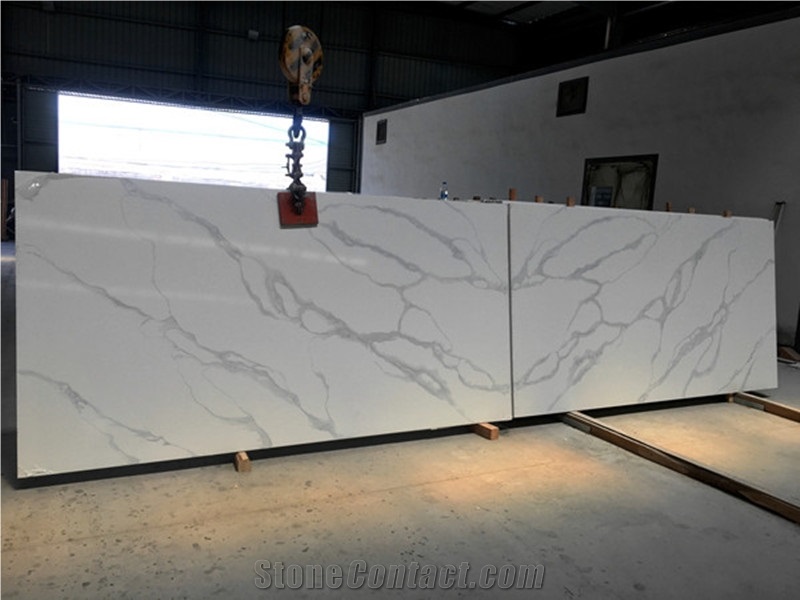 Customized Calcutta Quartz Kitchen Slabs with Vein