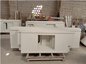 Customized White Quartz Kitchentop Island Top