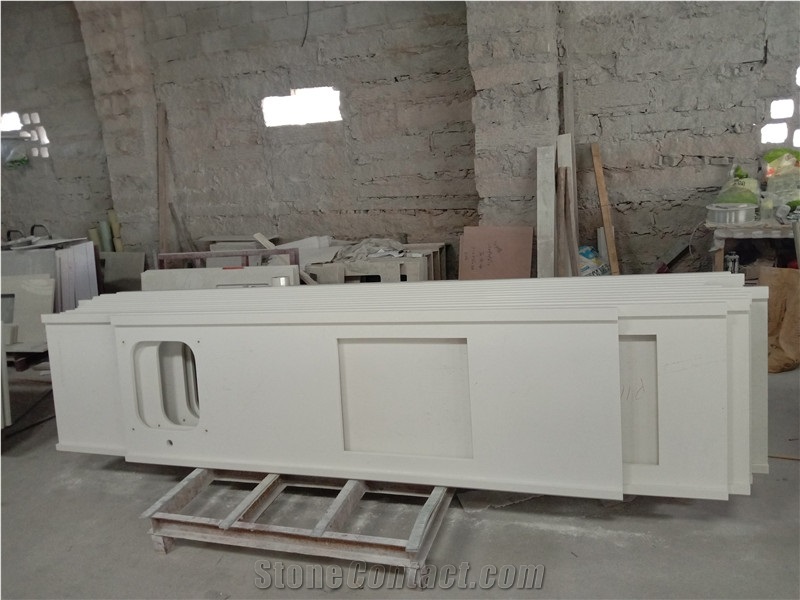 Customized White Quartz Kitchentop Island Top
