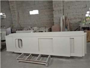 Customized White Quartz Kitchentop Island Top
