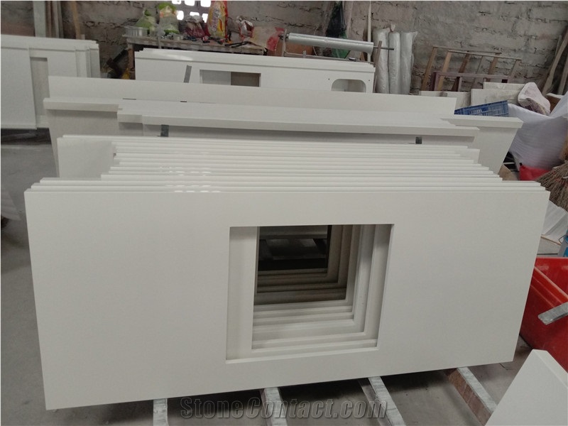 Customized White Quartz Kitchentop Island Top