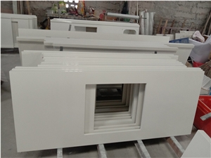 Customized White Quartz Kitchentop Island Top