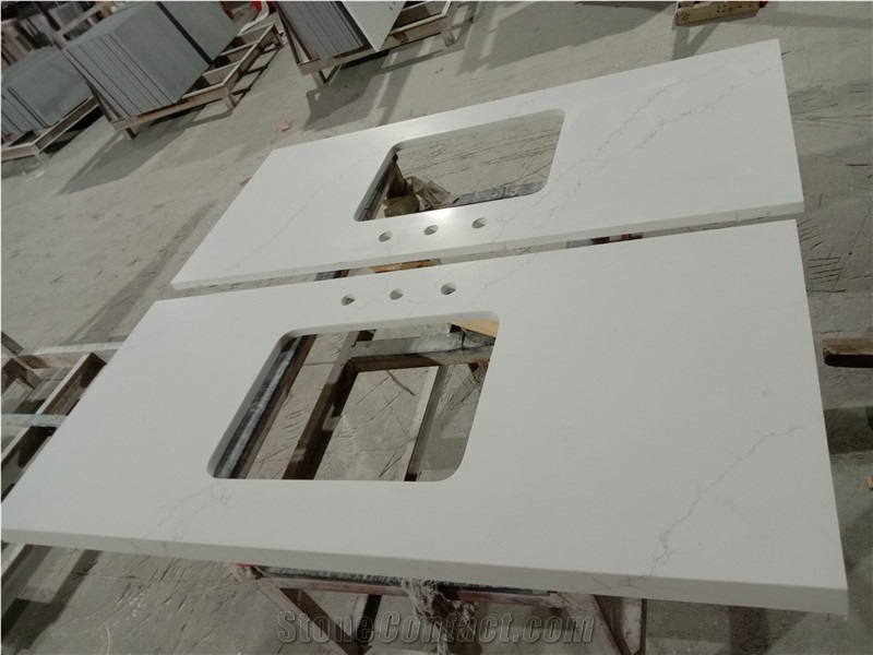 Cut-To-Size Calacatta Quartz Kitchen Countertops