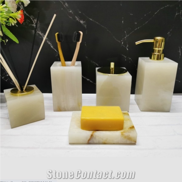 Goldtop Bath Stone Bathroom Sets White Onyx