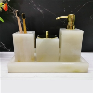 Goldtop Bath Stone Bathroom Sets White Onyx