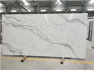 Hot Sale White Calacatta Quartz Stone Slab