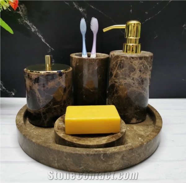 Polished Bathroom Sets Emperador Marble Stone