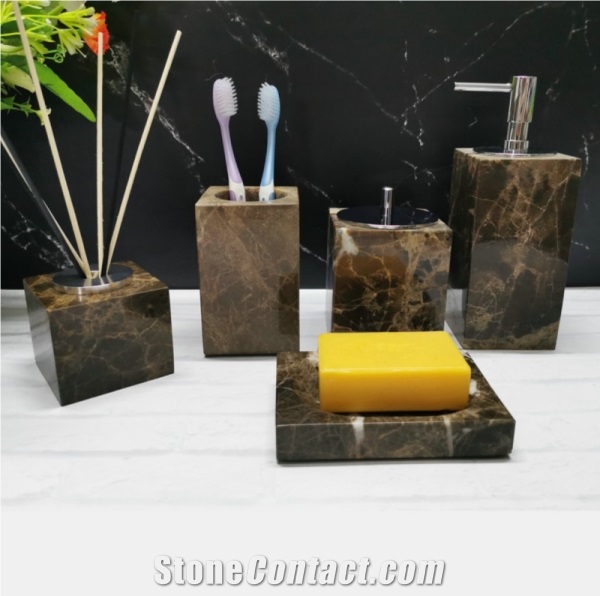 Polished Bathroom Sets Emperador Marble Stone