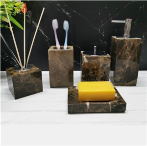 Polished Bathroom Sets Emperador Marble Stone