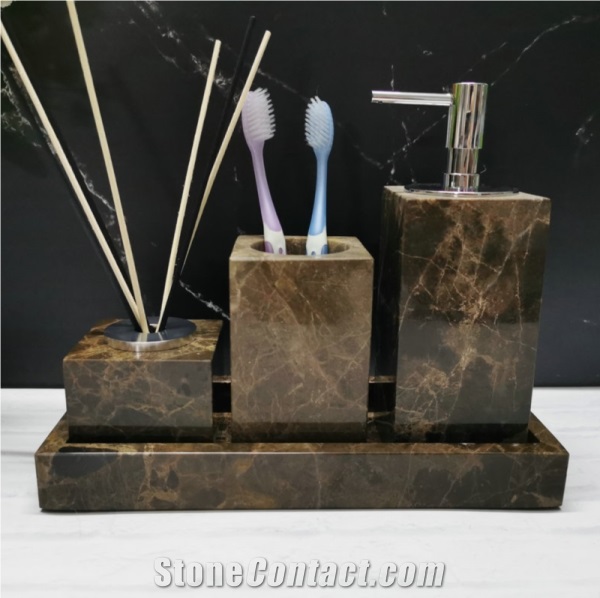 Polished Bathroom Sets Emperador Marble Stone