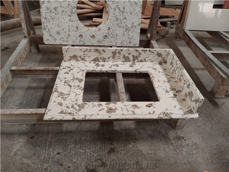 Polished Customized Quartz Vanity Countertop
