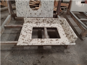 Polished Customized Quartz Vanity Countertop