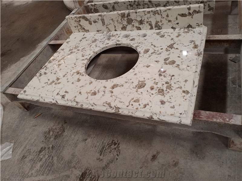 Polished Customized Quartz Vanity Countertop