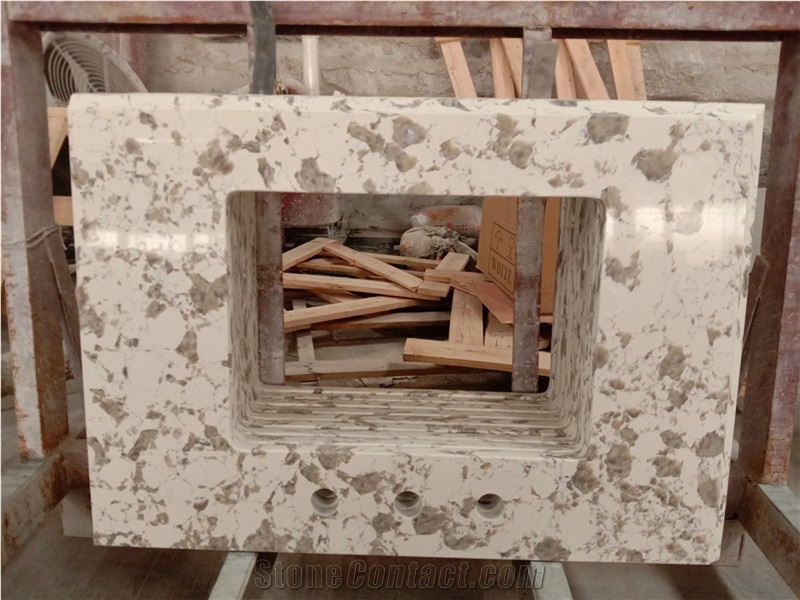 Polished Customized Quartz Vanity Countertop