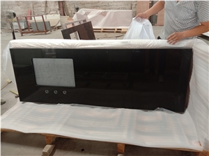 Pure Black Prefab Countertops Kitchen Faux Stone