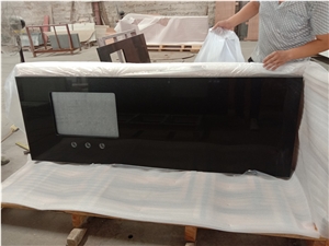 Pure Black Quartz Customized Kitchen Island Tops