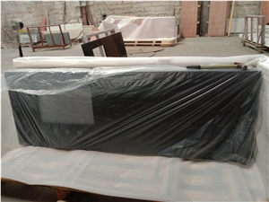 Pure Black Quartz Customized Kitchen Island Tops