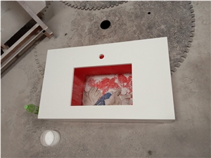 Pure White Quartz Bathroom Vanity Countertop