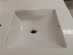 Pure White Quartz Bathroom Vanity Countertop