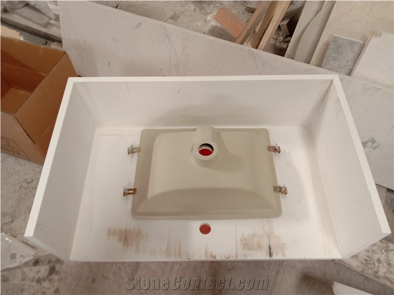 Pure White Quartz Bathroom Vanity Countertop