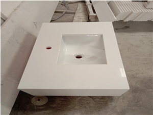 Pure White Quartz Bathroom Vanity Countertop