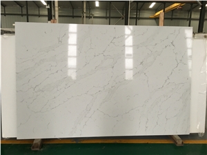 White Artificial Wall Tiles Quartz Stone Slabs