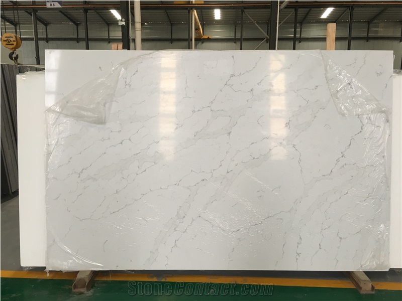 White Artificial Wall Tiles Quartz Stone Slabs