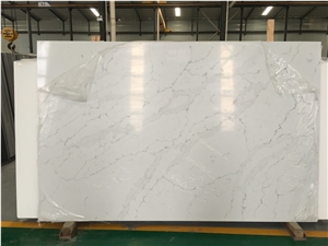 White Artificial Wall Tiles Quartz Stone Slabs