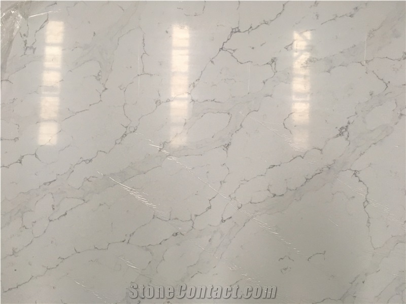 White Artificial Wall Tiles Quartz Stone Slabs