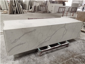 White Calacatta Quartz Prefabricated Countertops