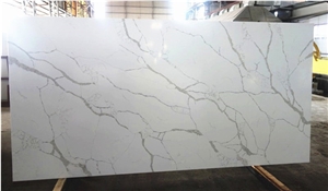 White Calacatta Quartz Slabs for Bathroom