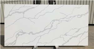 White Calacatta Quartz Stone Slab for Kitchen