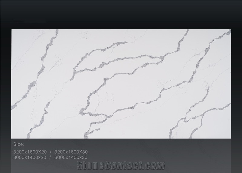 White Calacatta Quartz Stone Slab