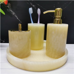 Yellow Onyx Bathroom Set, Bath Products, Toothbrush Holders for Hotels