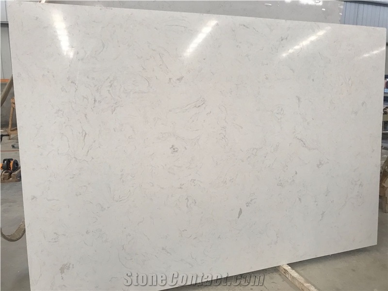 Ariston White Base Artificial Stone Polished Slabs