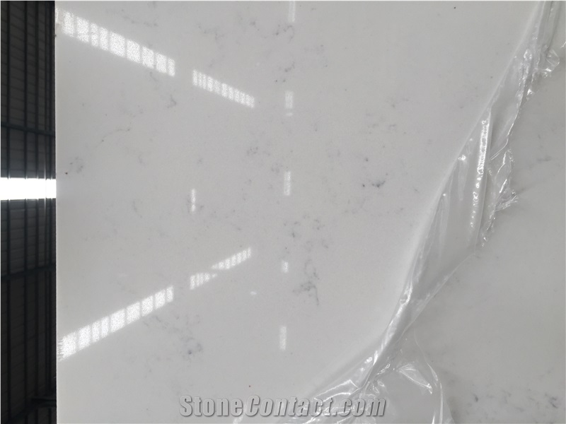 Carrara White Quartz Kitchen Island Top Worktop