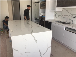 Hot Sale Calacatta White Quartz Kitchen Countertop