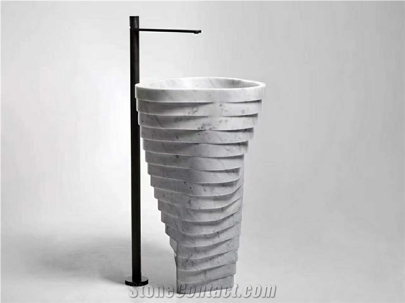 Italy Design White Marble Wash Basin Round Sink