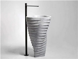 Italy Design White Marble Wash Basin Round Sink