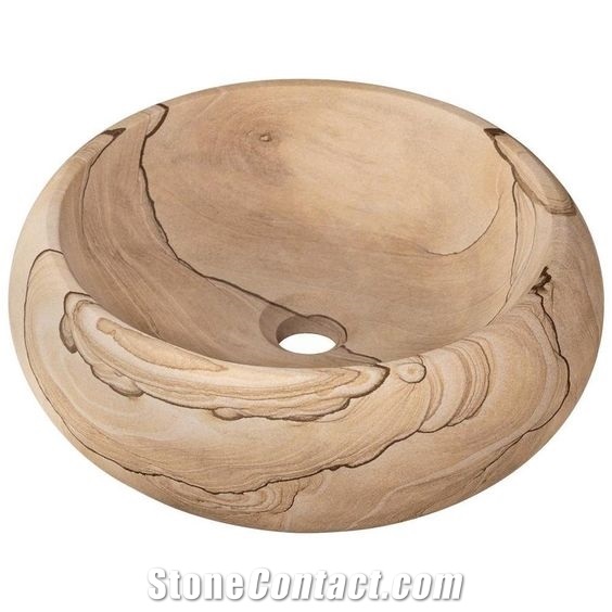 Natural Sandstone Vessel Sink,Brown Wash Basin